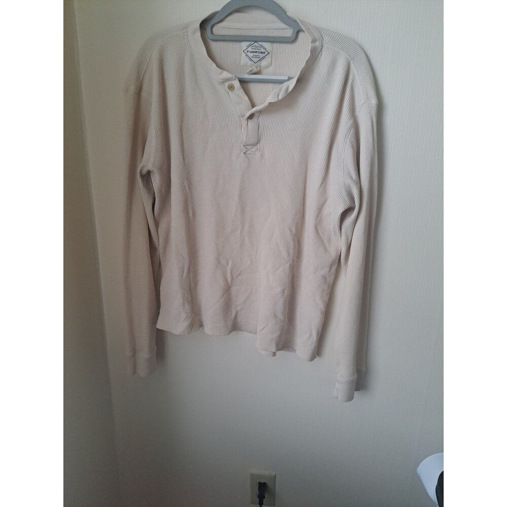St John's Bay two Button Pullover Sweater Size L Beige
